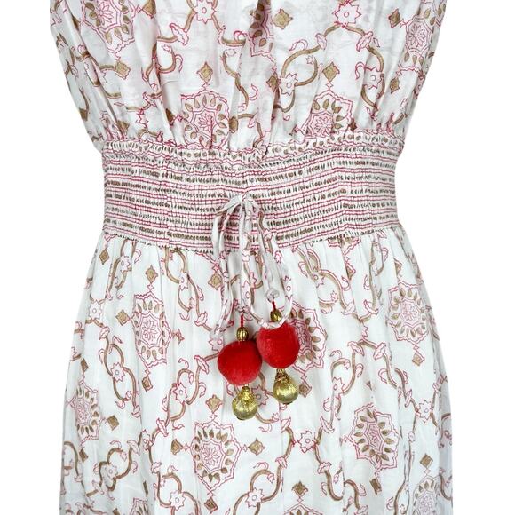 Alicia Bell Kat Criss Cross Halter Maxi Dress Pink Gold Motif Size Large NEW - Picture 9 of 13